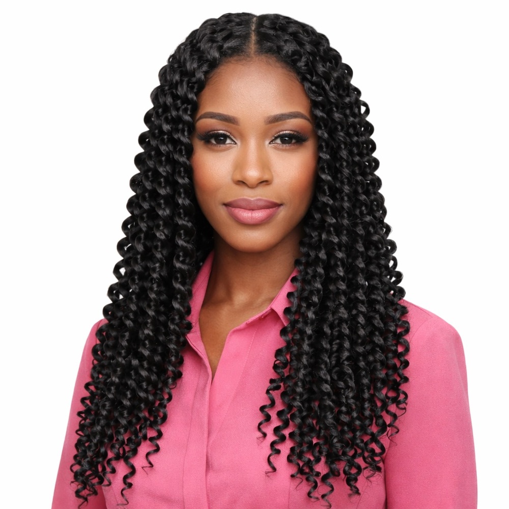 Deep Curl Crochet Braids 7 Packs Color 1B 22” Pre-Looped Synthetic Hair